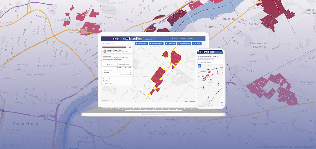 Freight finder map showing a selected freight center