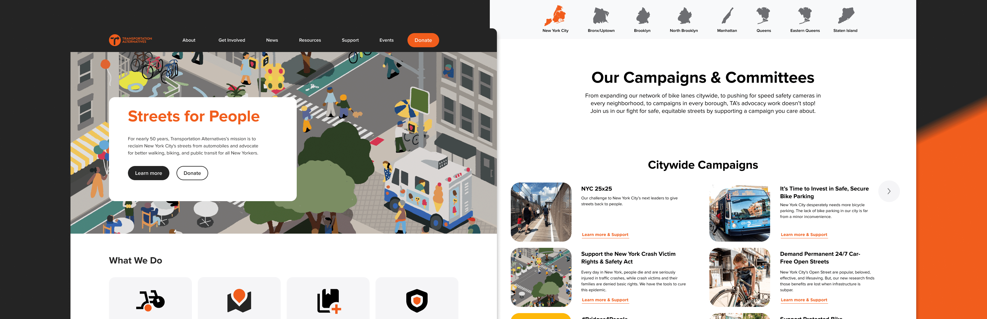 Transportation Alternatives landing page prototype